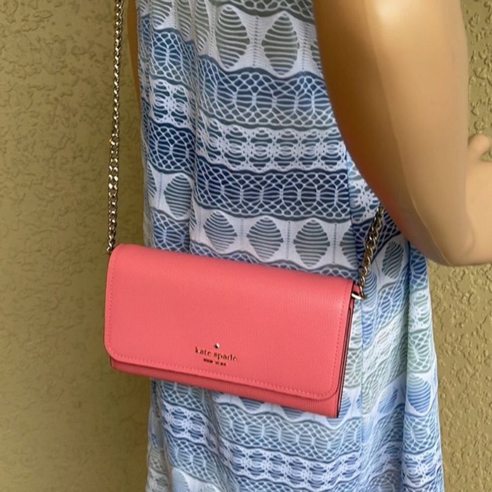 Kate Spade Chain Wallet Crossbody Clutch Pink - Picture 10 of 16